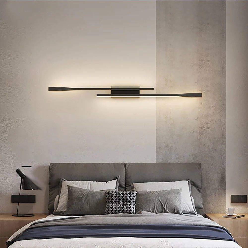Black Nordic Long Strip Wall Lamp Light Fixture