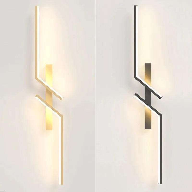 Modern Minimalist LED Wall Light Fixture In Black or Gold