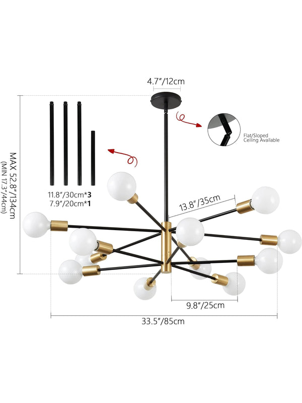 Modern Energy Saving Black & Gold Branch Flush Mount Ceiling Light