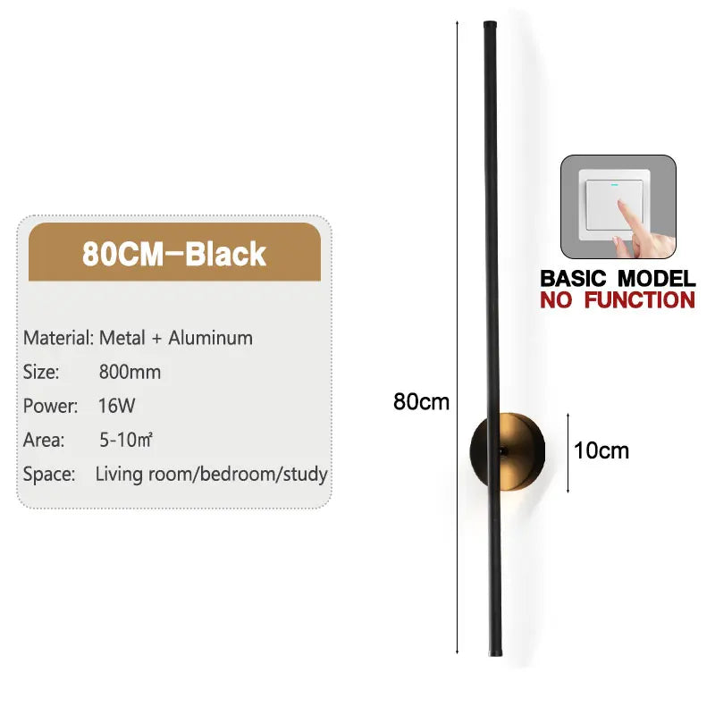 Modern Indoor 360° Rotatable LED Wall Lamps with Black Touch Switch