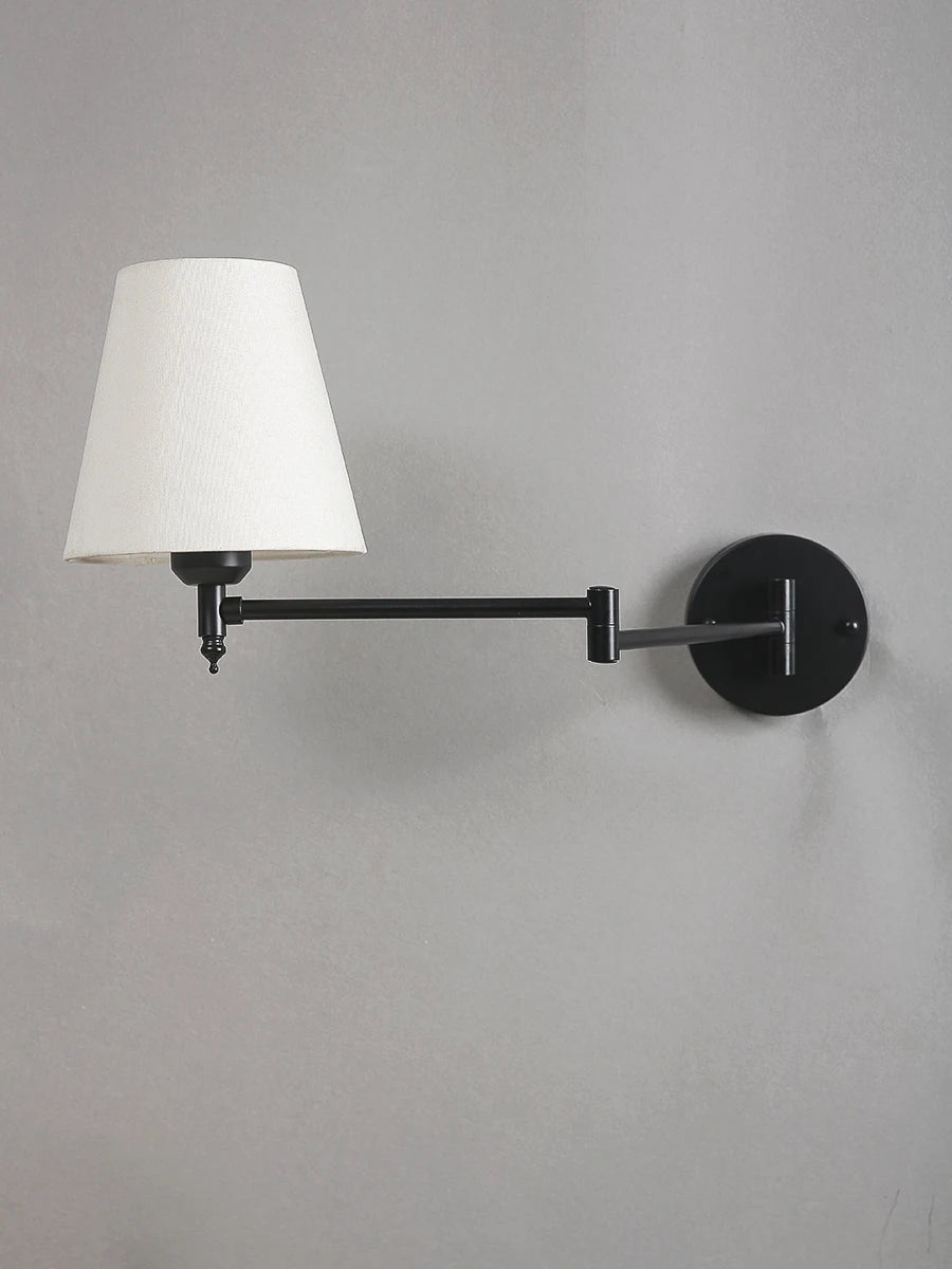 American Classic Linen Shade Wall Light Fixture With Folding Swing Arm