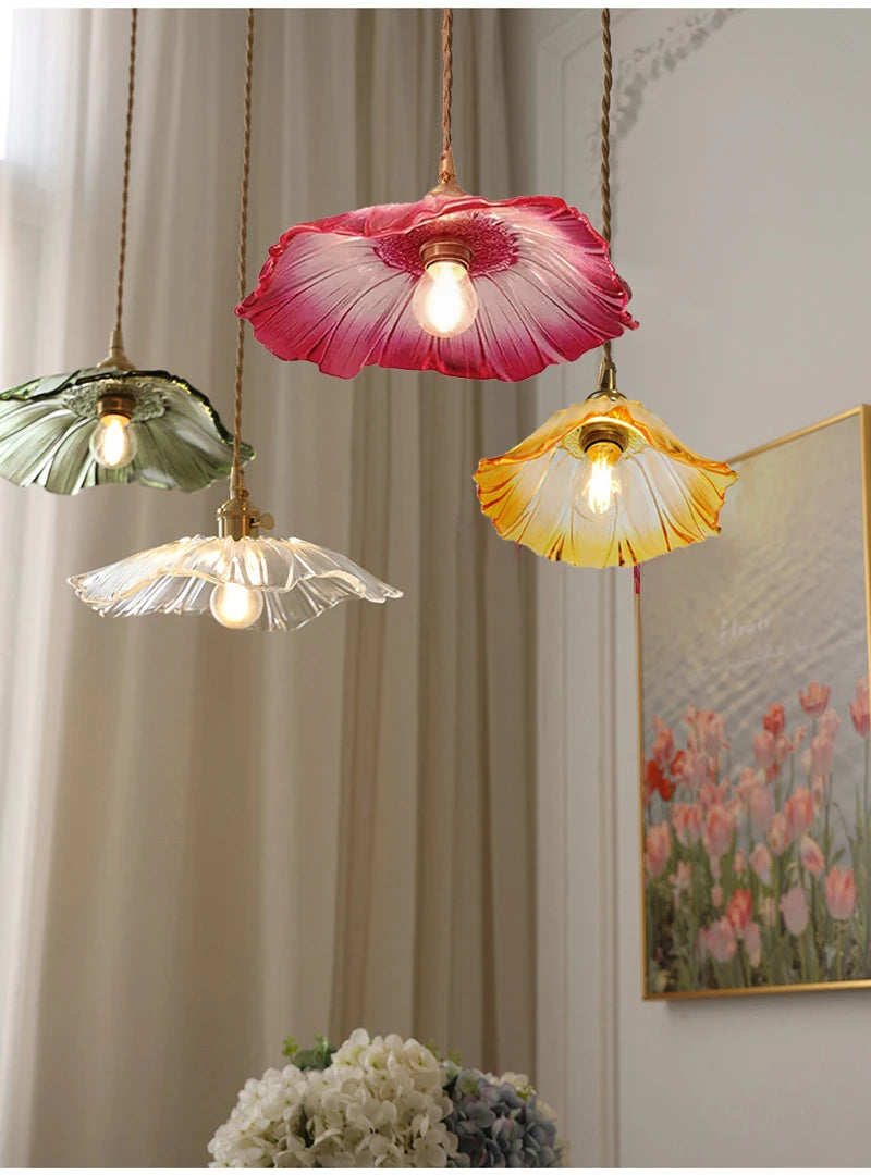 Floral Glass Flush Mount Ceiling Light Fixture