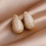 Load image into Gallery viewer, Drop Diamond Stud Earrings Inlay Diamond Earring
