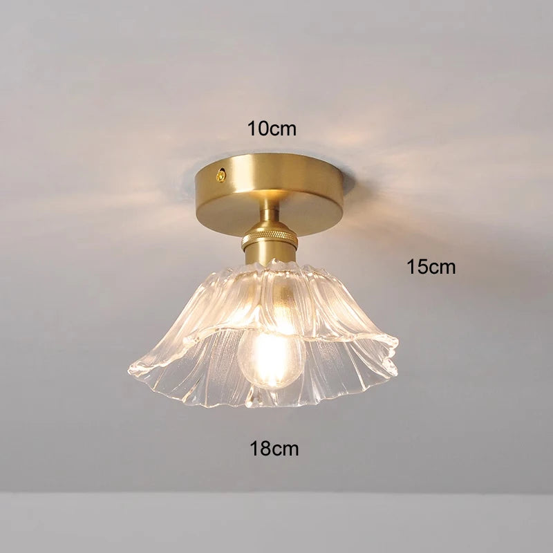 Floral Glass Flush Mount Ceiling Light Fixture