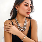 Load image into Gallery viewer, Bold Triple Stack Dangle Earrings, Necklace, Bracelet Set
