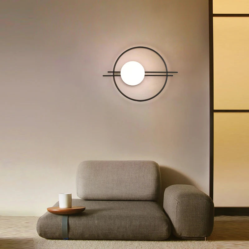 Contemporary Glass Ball Wall Sconce In Gold or Black Accent