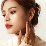 Load image into Gallery viewer, Dainty Dual Textured &amp; Diamond Hoop Earrings
