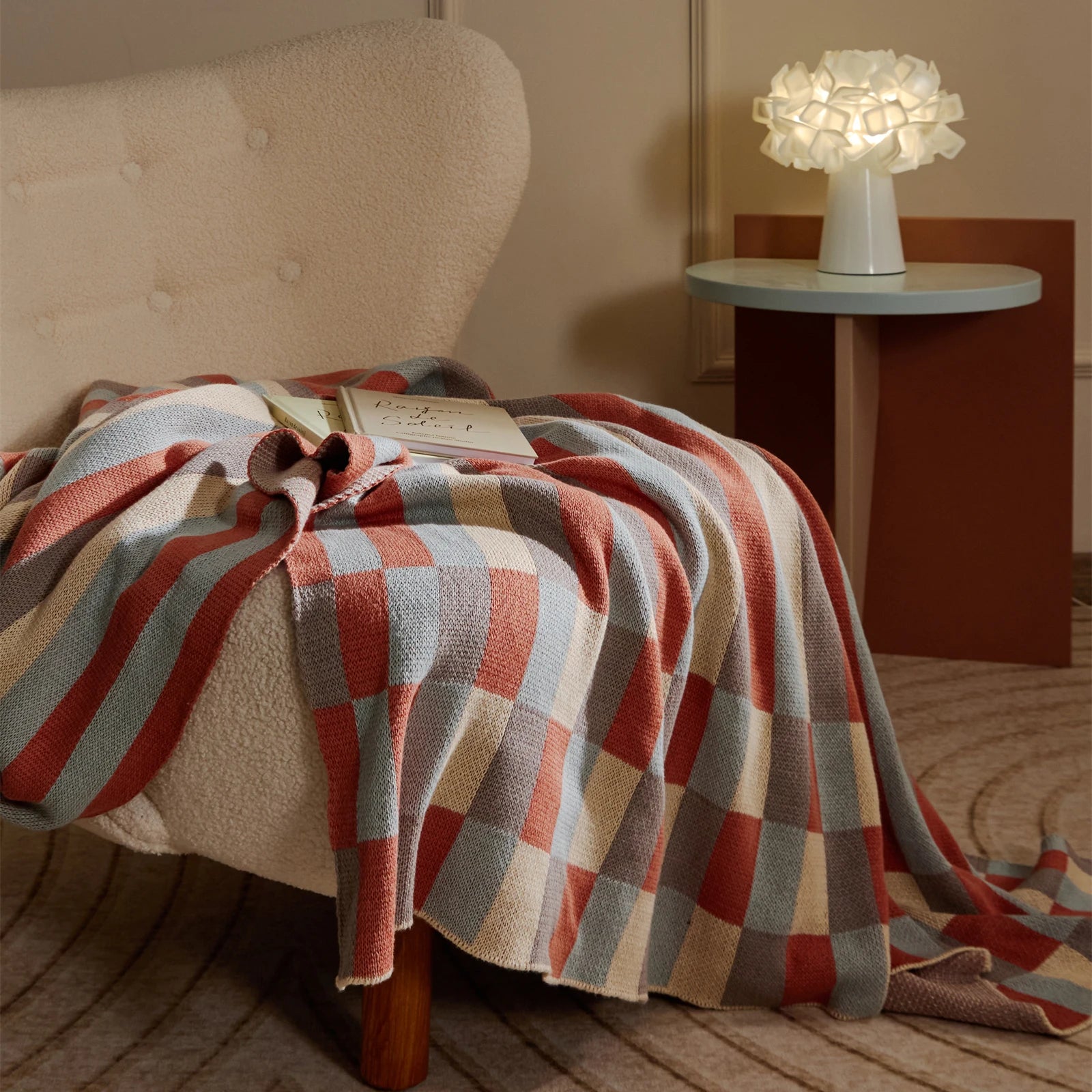 Colorful Stripe Plaid Cotton Knitted Throw Blanket