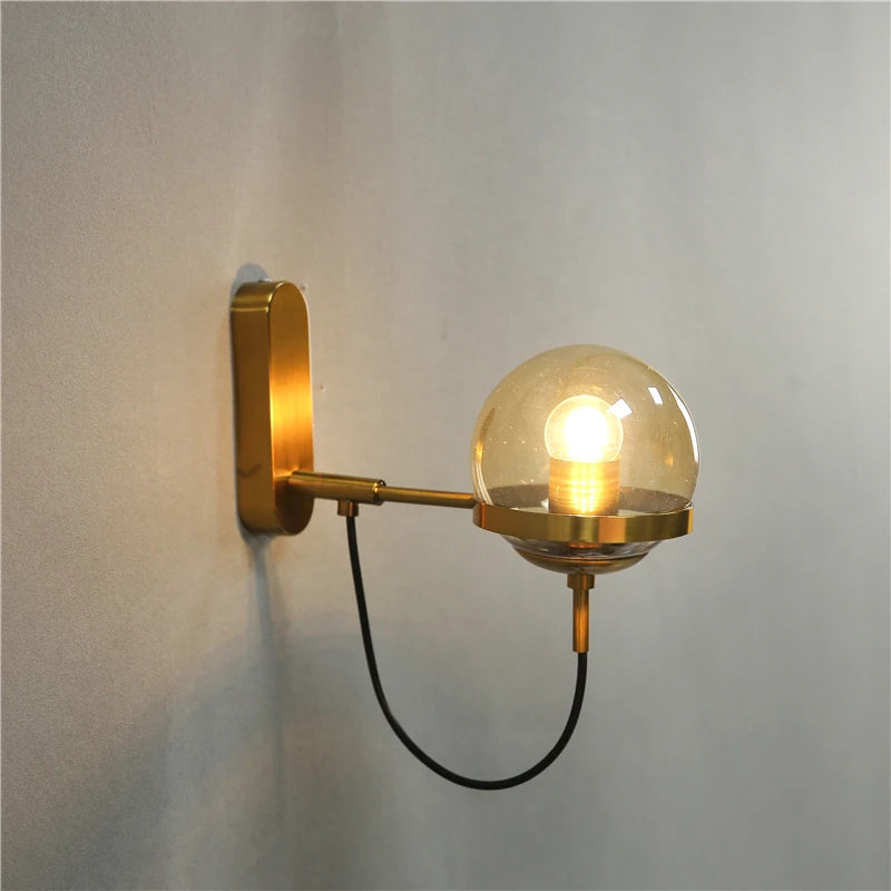 Vintage Glass Globe Modern Wall Lamp Light Fixture