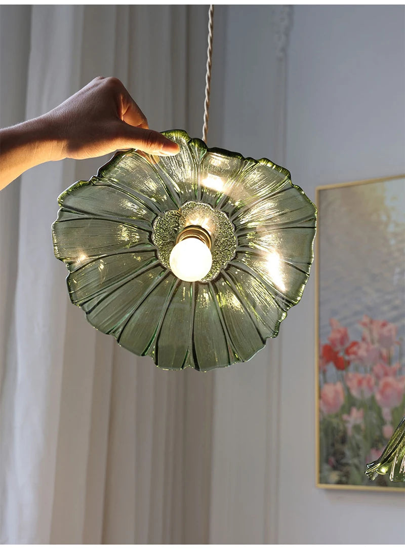 Floral Glass Flush Mount Ceiling Light Fixture