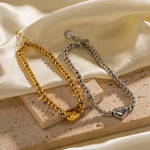 Load image into Gallery viewer, 18k Classy Beaded Heart Bracelet
