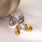 Load image into Gallery viewer, 18k Diamond Accented Double Droplet Earrings
