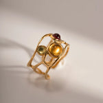 Load image into Gallery viewer, 18k Playful Wavy Open Gem Ring
