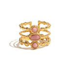 Load image into Gallery viewer, 18k Triple Rose Stone Ring Stack
