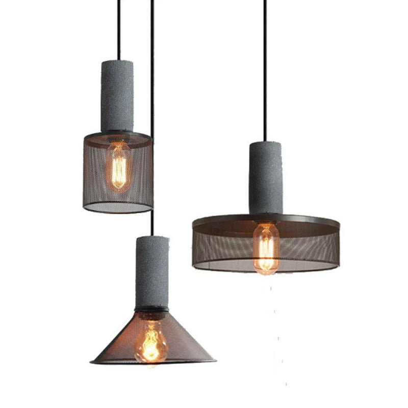 Vintage Concrete Tone Pendant Light Fixture