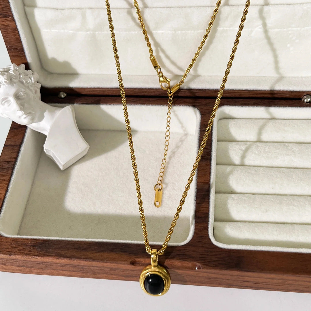 18k Obsidian Oval Necklace
