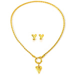 Load image into Gallery viewer, Rope Chain Anchor Clasp Heart Necklace and Earring Set
