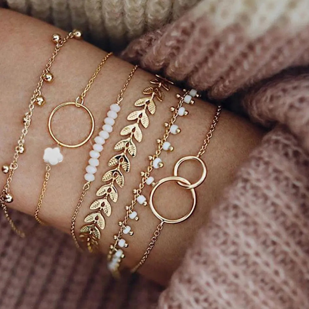 Dainty Boho Charm Bracelet in Gold