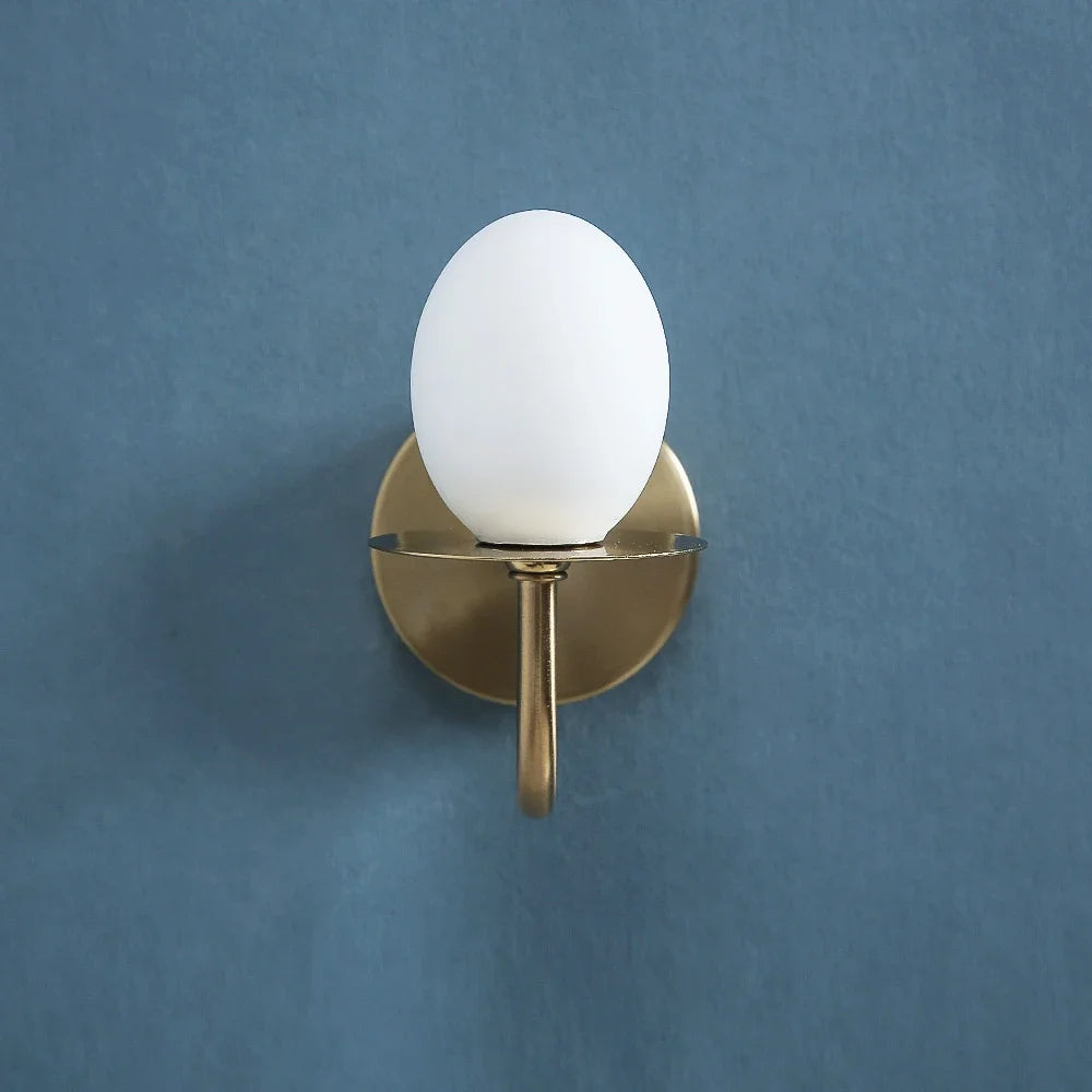 Iron Frame Egg Glass Ball Indoor Wall Lamp in Gold or Black
