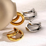 Load image into Gallery viewer, 18k Crescent Outline C Shaped Earrings
