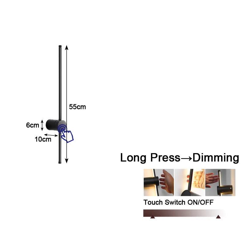 360° Rotatable Touch Dimmable LED Wall Sconce for Bedside &amp; Living Spaces