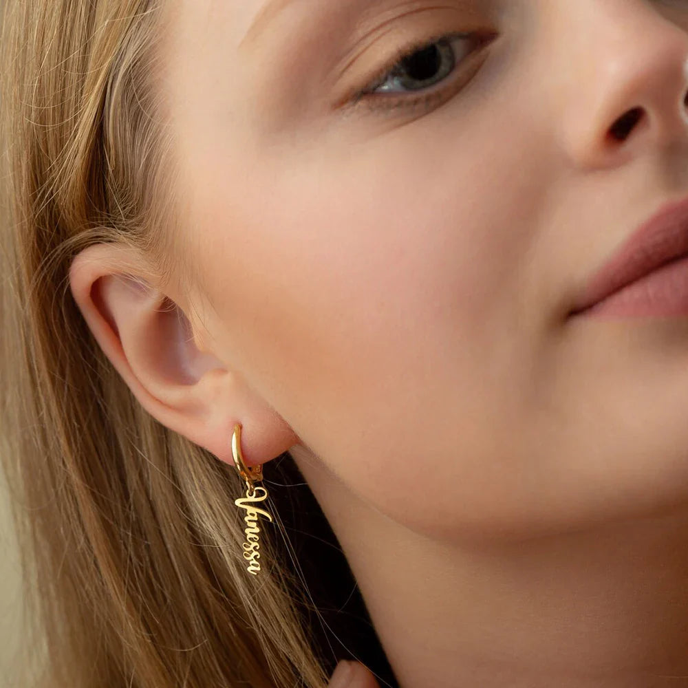Custom name dangle earrings
