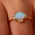 Load image into Gallery viewer, Adjustable Diamond Accented Opal Iridescent Rings
