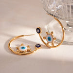 Load image into Gallery viewer, 18k Sailor's Helm Evil Eye Earrings
