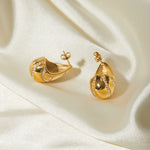 Load image into Gallery viewer, Dainty Gold Diamond Striped Droplet Earrings
