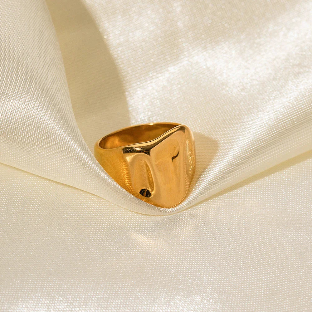 Wide Wave Textured Ring