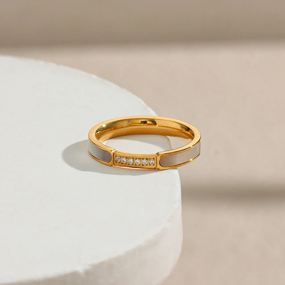 Dainty shell paved dainty diamond ring