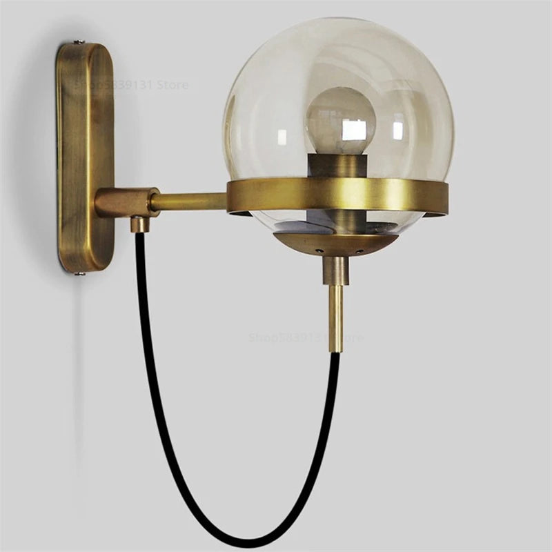 Vintage Glass Globe Modern Wall Lamp Light Fixture