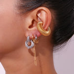 Load image into Gallery viewer, Dainty Two Tone C Hoop Wrapped Earrings

