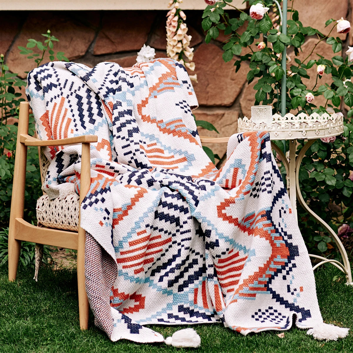 Boho Geometric Design Blanket - Breathable Summer Quilt