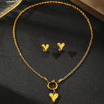 Load image into Gallery viewer, Rope Chain Anchor Clasp Heart Necklace and Earring Set
