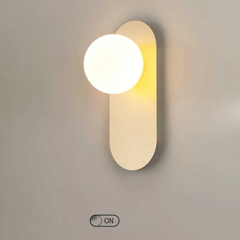 Contemporary Glass Ball Wall Sconce In Gold or Black Accent