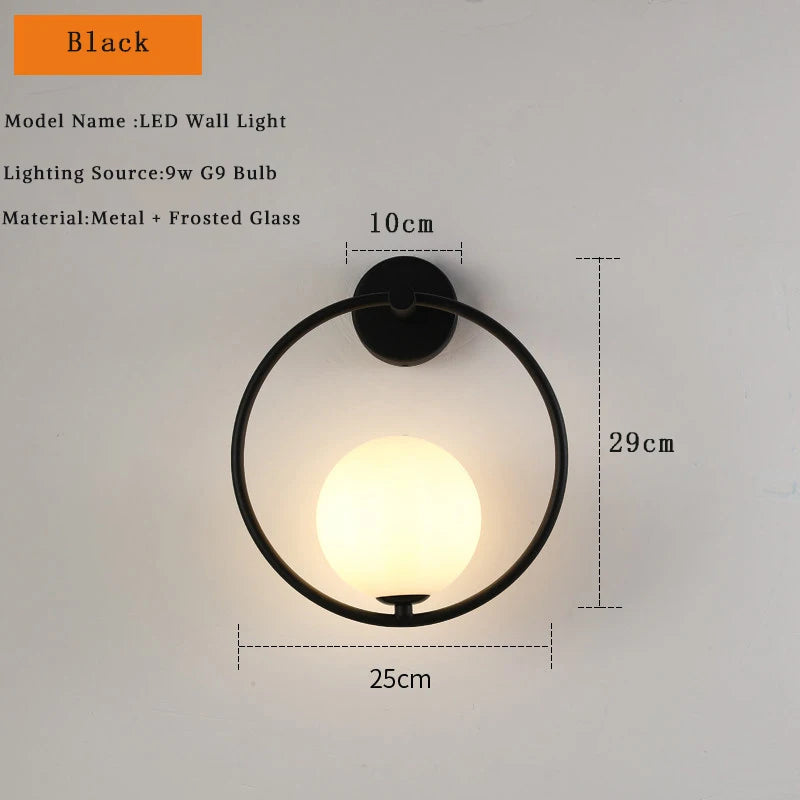 Modern Black &amp; Gold Glass Ball Indoor Wall Sconces