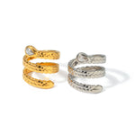 Load image into Gallery viewer, Triple Wrap Diamond Eye Leaf Textured Ring
