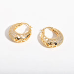 Load image into Gallery viewer, 14k Intricate Half Diamond Hoop Earrings
