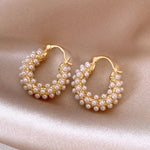 Load image into Gallery viewer, Bold Pearl Accented Hoop Earrings
