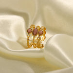 Load image into Gallery viewer, 18k Triple Rose Stone Ring Stack
