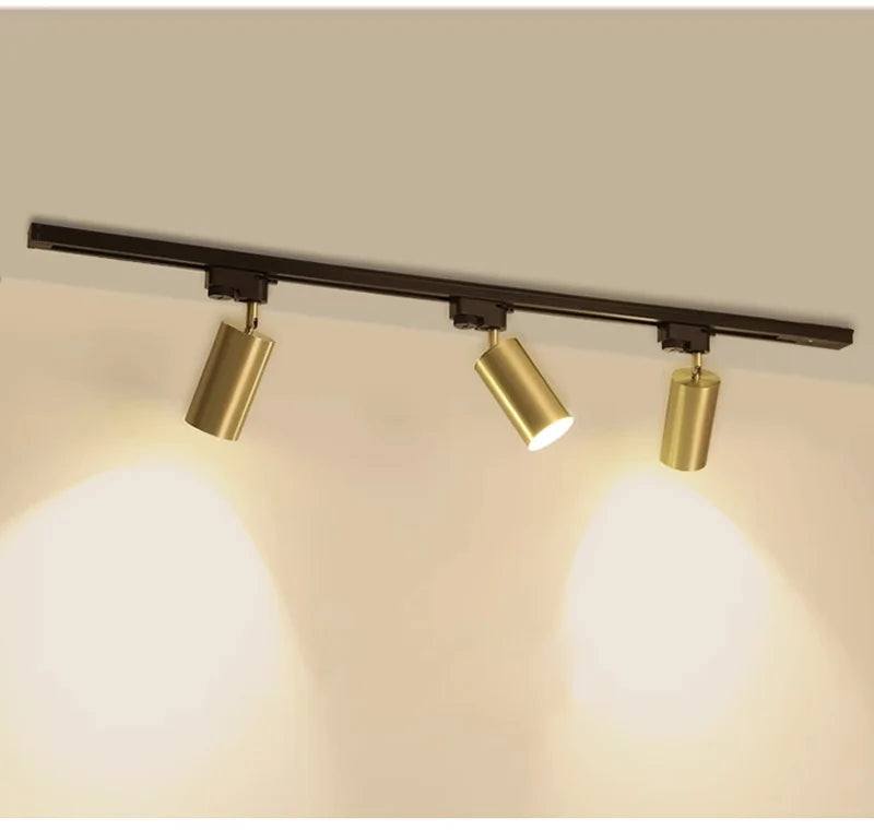Modern Black &amp; Gold Flush-Mount Ceiling Spotlight Track Lighting Fixture