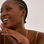 Load image into Gallery viewer, 18k Dainty Diamond Tassel Earrings
