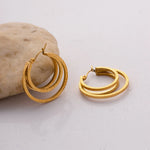 Load image into Gallery viewer, 18k Triple Layer Hoop Earrings
