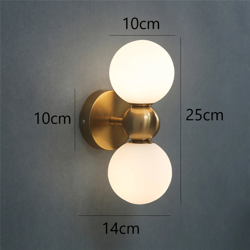 Golden Contemporary Glass Ball Wall Light Fixture