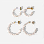 Load image into Gallery viewer, Elegant C Hoop Pearl Earrings
