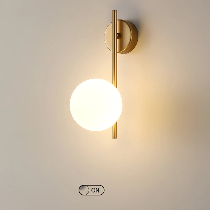Contemporary Glass Ball Wall Sconce In Gold or Black Accent