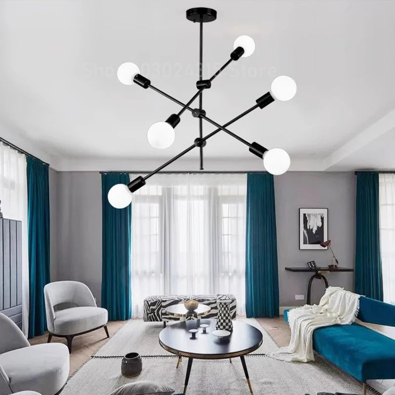 Modern Chandelier Flush Mount Long Pole Ceiling Lighting Fixture