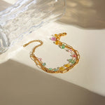 Load image into Gallery viewer, 18k Stacked Curb, Paperclip, &amp; Crystal Bracelet
