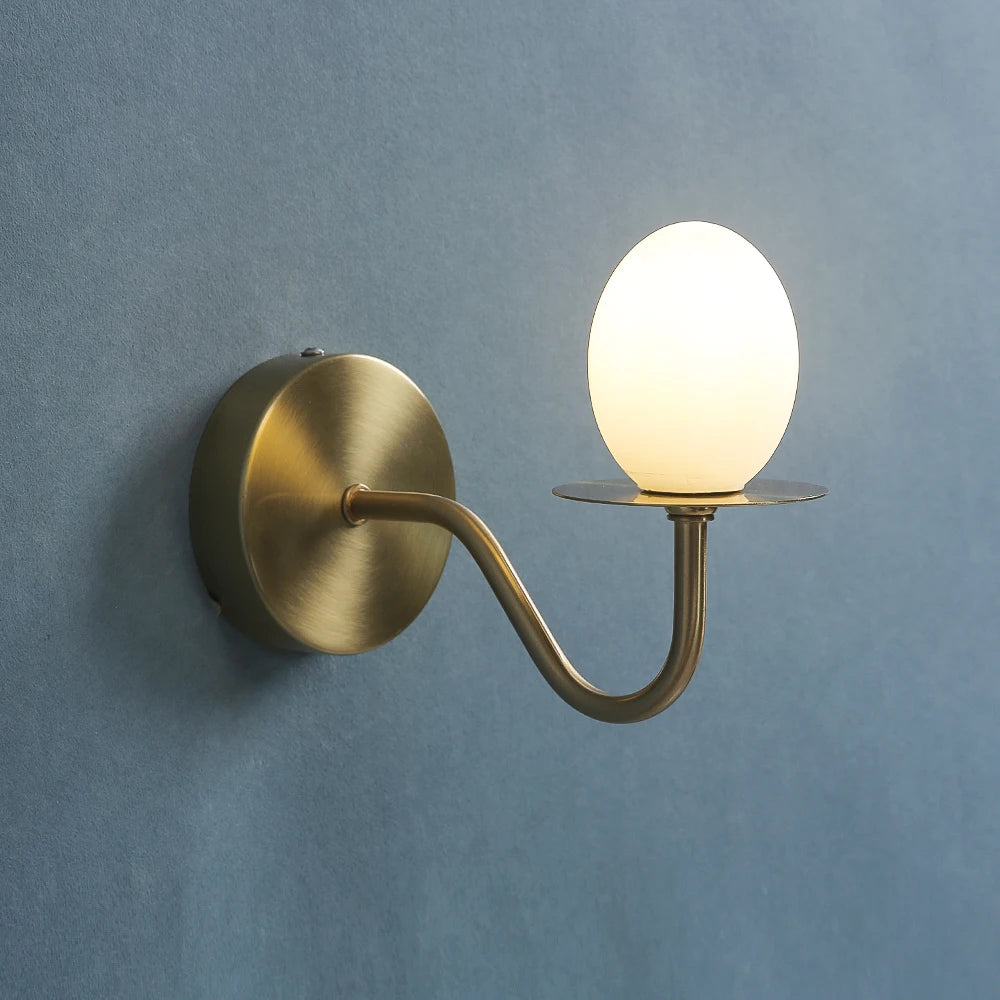 Iron Frame Egg Glass Ball Indoor Wall Lamp in Gold or Black